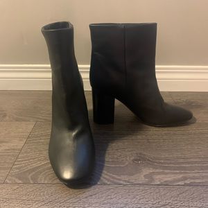 VINCE black leather ankle boots.